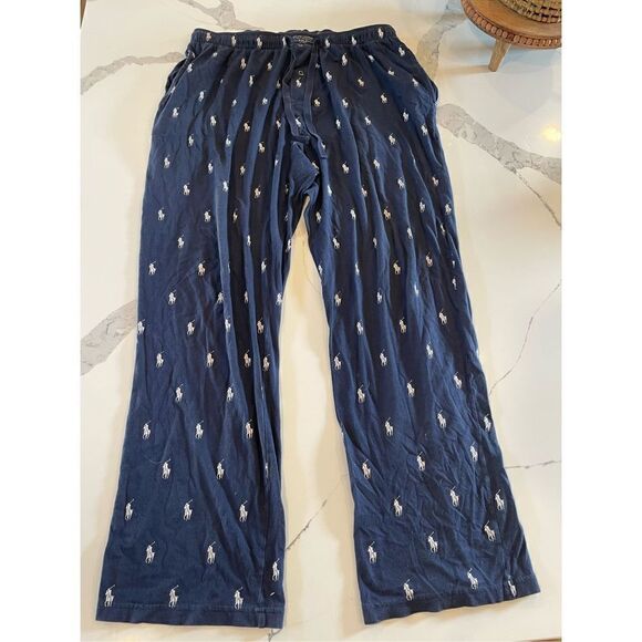 Polo Ralph Lauren Allover Pony Pajama Pant Navy Men’s Sz L - Picture 1 of 6